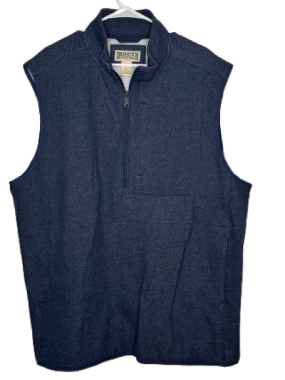 Duluth Trading Company Men's Threshold Fleece 1/4 Zip Vest navy blue heather XL
